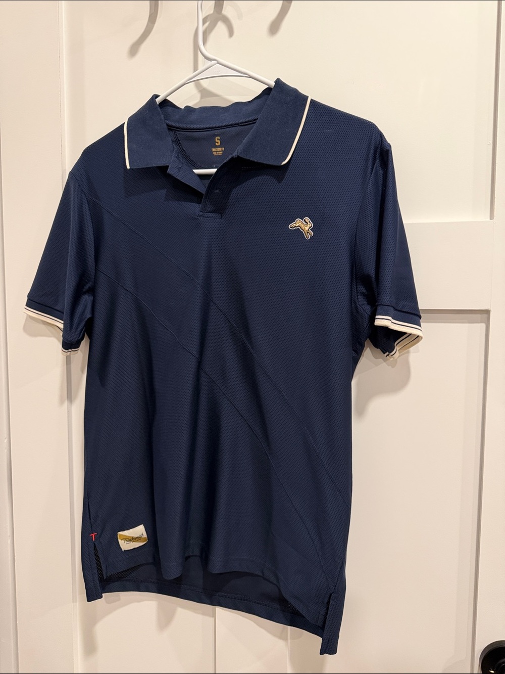 Tracksmith Navy Polo with White Contrast Trim